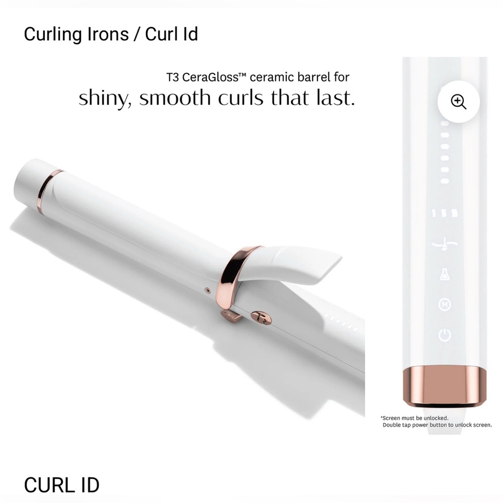 T3 White Curl ID Smart Curling Iron